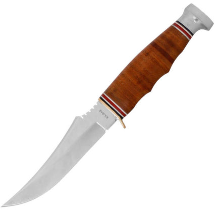 Ka-Bar Fixed Knife - 4 inch Skinner Shaped Blade Stacked Leather Handle | KB1233 ,