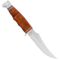 Ka-Bar Fixed Knife - 4 inch Skinner Shaped Blade Stacked Leather Handle | KB1233 ,