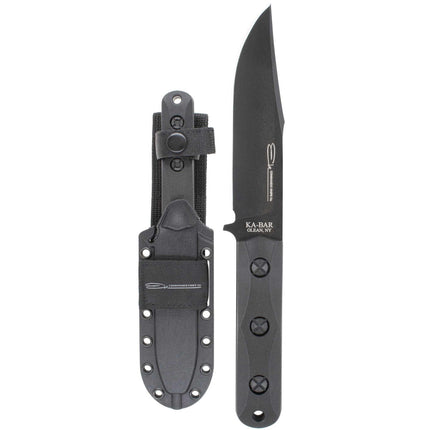 Ka-Bar Fixed Knife - Short Flat Grind Clip Point Blade Black Ultramid Handle | EK50 ,