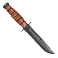 Ka-Bar Fixed Knife - Short USMC Black Clip Point Blade Brown Oval Handle | KB1250 ,