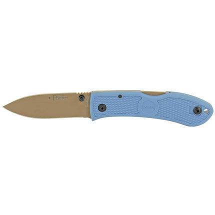 Ka-Bar Folding Knife - Dozier Black Plain Blade Steel Blue Zytel Handle | KB4062D2 ,
