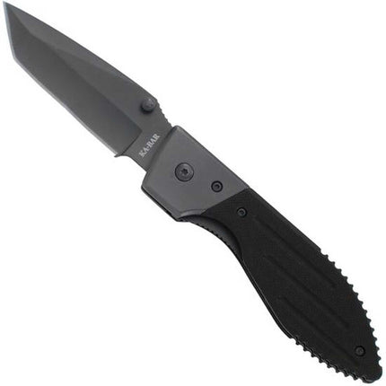 Ka-Bar Folding Knife - Warthog Plain Tanto Blade Shape Black G10 Handle | KB3074 ,