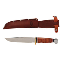 Ka-Bar Hunting Knife - Bowie Fixed Clip Point Blade Stacked Leather Handle | KB1236 ,