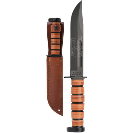 KA-BAR Knife - Dog's Head 125TH Anniversary Fixed Steel Blade Leather Handle | 9228 ,