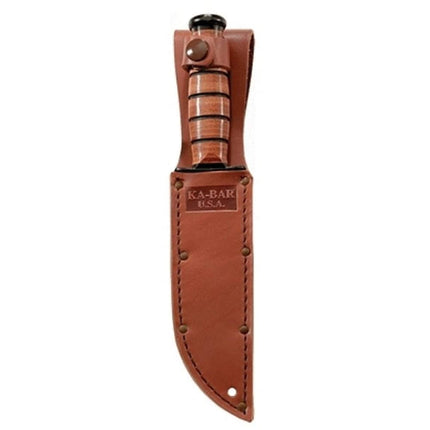 KA-BAR Sheath - Short Brown Leather Single Button Clasp Retention Strap USA | 1251S ,