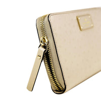 Kate Spade WLRU2169-977 A La Vita Ostrich Neda Sidewalk Zip Around Women's Taupe Leather Wallet ,