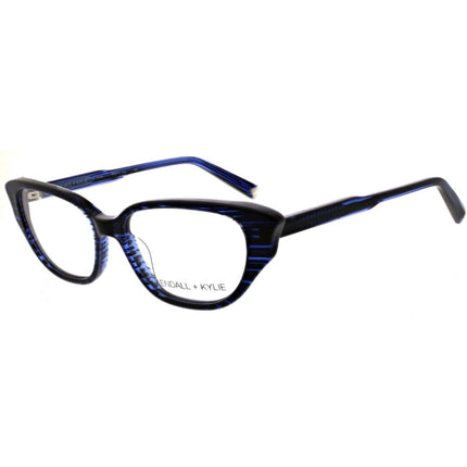 Kendall + Kylie Women's Eyeglasses - Striped Blue Acetate Frame Demo Lens | KKO171 414 ,