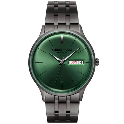 Kenneth Cole Men's Quartz Watch - Classic Green Dial Gunmetal Bracelet | KC50589018 ,