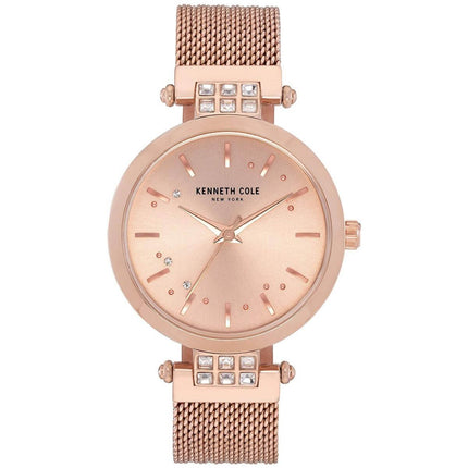 Kenneth Cole Women's Crystal Watch - Classic Rose Gold Mesh Bracelet | KC50960002 ,