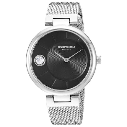 Kenneth Cole Women's Quartz Watch - Classic Black Dial Silver Bracelet | KC50786001 ,