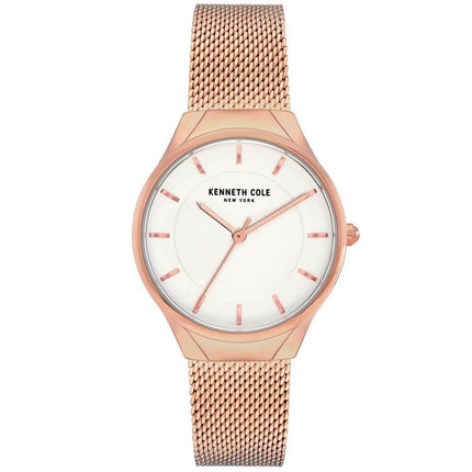 Kenneth Cole Women's Quartz Watch - Classic White Dial Mesh Bracelet | KC50962001 ,