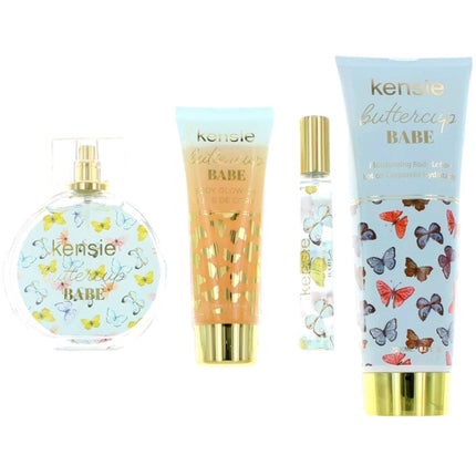Kensie Women's Gift Set - Buttercup Babe Florals and Warm Woods Blend Notes, 4 Piece ,
