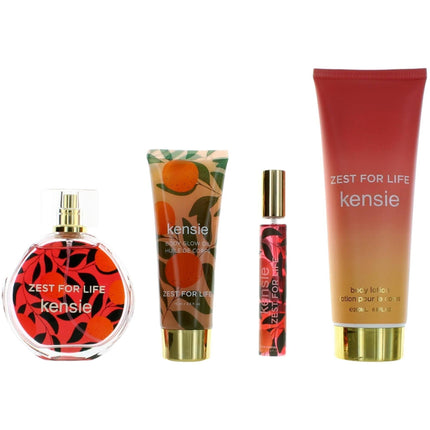 Kensie Women's Gift Set - Zest For Life Body Lotion, Glow Oil, EDP Spray, 4 Piece ,