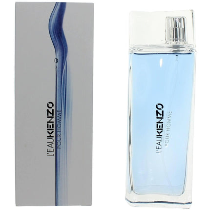 Kenzo Men's Eau De Toilette Spray - L'eau Yuzu, Lemon, Green pepper Top Notes, 3.4 oz ,