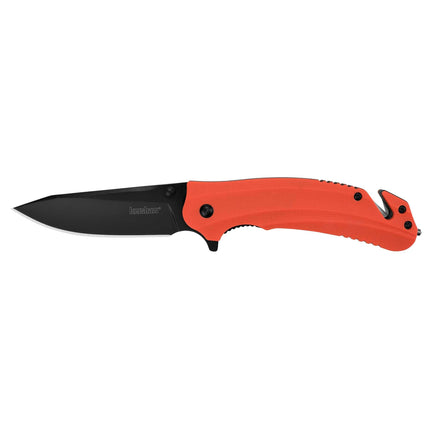 Kershaw Pocket Knife - Barricade Drop Point Plain Edge Steel Blade Rescue | KW8650 ,