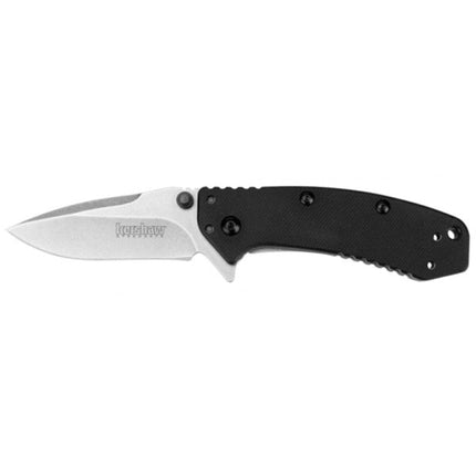 Kershaw Pocket Knife - Cryo G-10 Black Handle Stonewashed Finish Blade | 1555G10 ,
