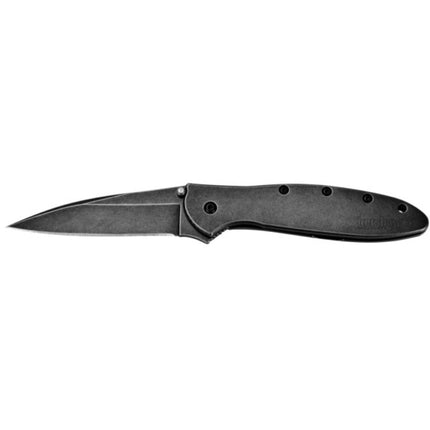 Kershaw Pocket Knife - Leek BlackWash Handle Drop Point Blade Frame Lock | 1660BLKW ,