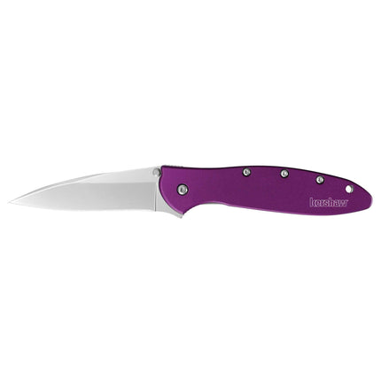 Kershaw Pocket Knife - Leek Drop Point with Purple Handle and Liner Lock | KW1660PUR ,