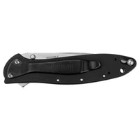Kershaw Pocket Knife - Leek Stonewashed Drop Point Blade with Liner Lock | KW1660SWBLK ,