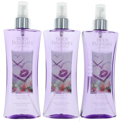 Kissing In The Rain by Body Fantasies, 3 Pack 8 oz Fragrance Body Spray for Women ,
