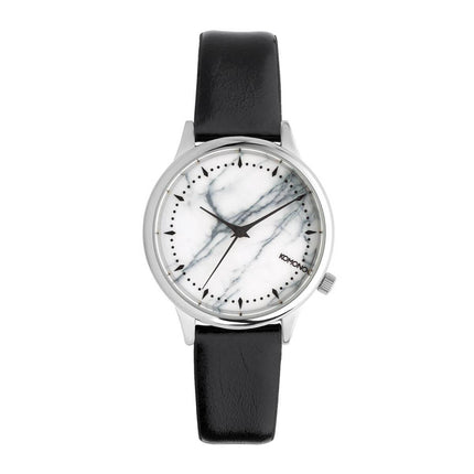 Komono Women's Strap Watch - Estelle Marble Dial Black Leather | KOM-W2474 ,
