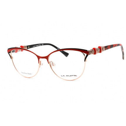 La Matta Women's Eyeglasses - Full Rim Cat Eye Red and Gold Metal Frame | LMV3308 C3 ,