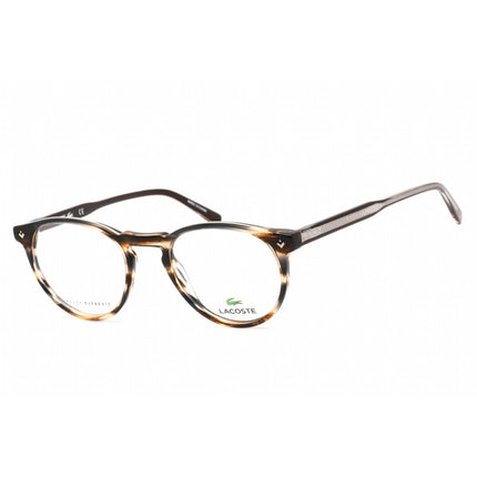 Lacoste Men's Eyeglasses - Full Rim Round Striped Brown Plastic Frame | L2601ND 210 ,