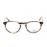 Lacoste Men's Eyeglasses - Full Rim Round Striped Brown Plastic Frame | L2601ND 210 ,