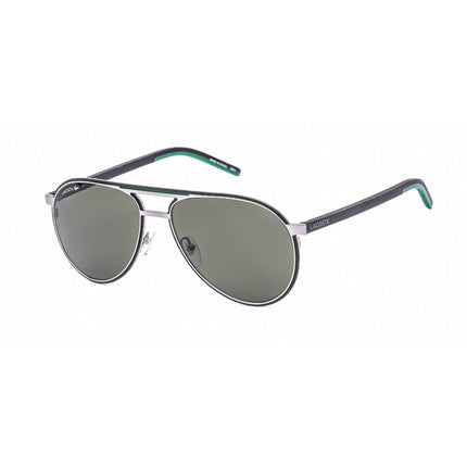 Lacoste Men's Sunglasses - Full Rim Shiny Grey Metal Aviator Shape Frame | L193S 035 ,
