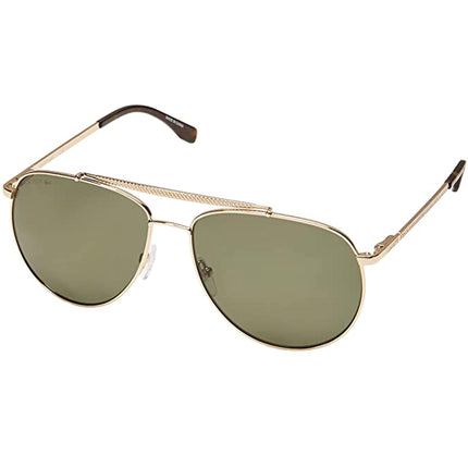 Lacoste Men's Sunglasses - Polarized Lens Full Rim Gold Pilot Metal Frame | L177SP 714 ,