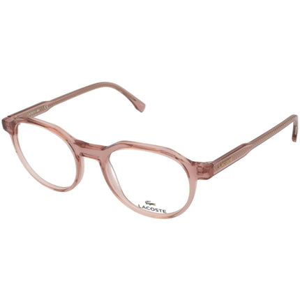 Lacoste Unisex Eyeglasses - Transparent Pink Plastic Round Frame | LACOSTE L2851 664 ,