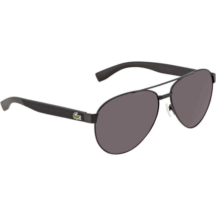 Lacoste Unisex Sunglasses - Black Matt Metal Pilot Frame Grey Lens | LACOSTE L185S 001 ,
