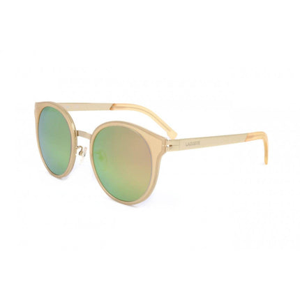 Lacoste Unisex Sunglasses - Mirrored Lens Beige/Gold Round Frame | LACOSTE L845SK 264 ,
