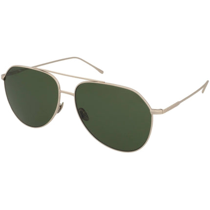 Lacoste Unisex Sunglasses - Shiny Gold Pilot Frame Green Lens | LACOSTE L209S 714 ,