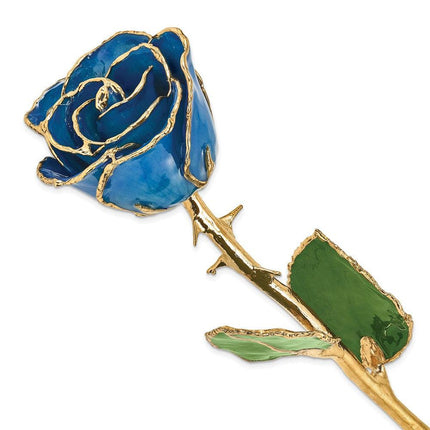 Lacquer Dipped Gold Trim Blue Rose ,
