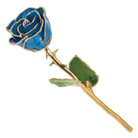 Lacquer Dipped Gold Trim Blue Rose ,