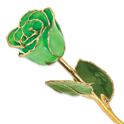 Lacquer Dipped Gold Trim Geo Green Rose ,