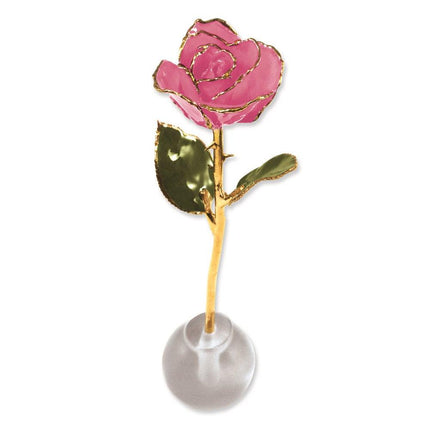 Lacquer Dipped Gold Trim Knob Stand Pink Spring Rose Set ,