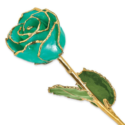 Lacquer Dipped Gold Trim Monet Green Rose ,