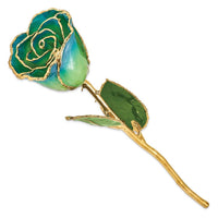 Lacquer Dipped Gold Trim Peridot & Navy Pearl Rose ,