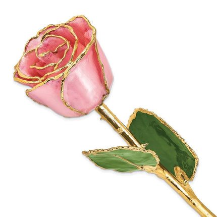 Lacquer Dipped Gold Trim Pink Pearl Rose ,
