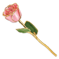 Lacquer Dipped Gold Trim Pink Pearl Rose ,