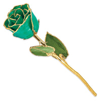 Lacquer Dipped Gold Trim Turquoise Green Rose ,