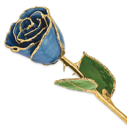 Lacquer Dipped Gold Trimmed Navy Pearl Rose ,