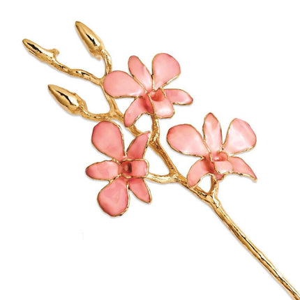 Lacquer Dipped Gold Trimmed Pink Orchid Stem ,