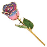 Lacquer Dipped Gold Trimmed Pink/Navy Rose ,