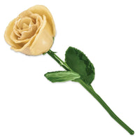 Lacquer Dipped Natural Cream Rose w/Green Leaves & Stem ,
