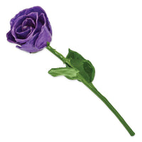 Lacquer Dipped Natural Lilac Rose w/Green Leaves & Stem ,