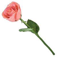 Lacquer Dipped Natural Pink Rose w/Green Leaves & Stem ,