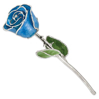 Lacquer Dipped Silver Trim Blue Rose ,